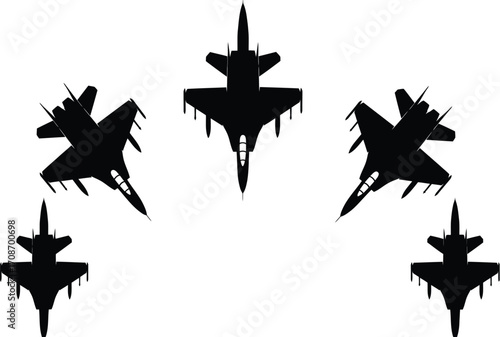 Fighter jets silhouette vector graphic design template editable vector