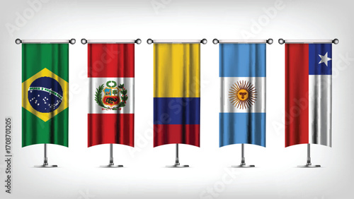 Illustration Vector Featuring Brazil, Argentina, Colombia, Chile and Peru  Identities
