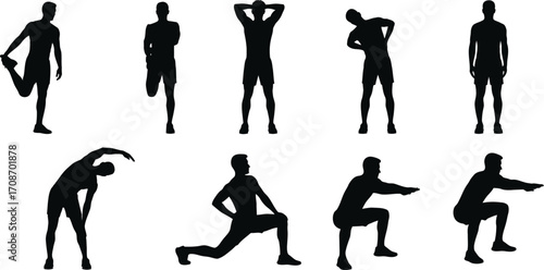 Exercise and stretching routine for fitness and wellness editable vector