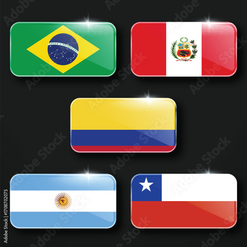 Illustration Vector Featuring Brazil, Argentina, Colombia, Chile and Peru  Identities