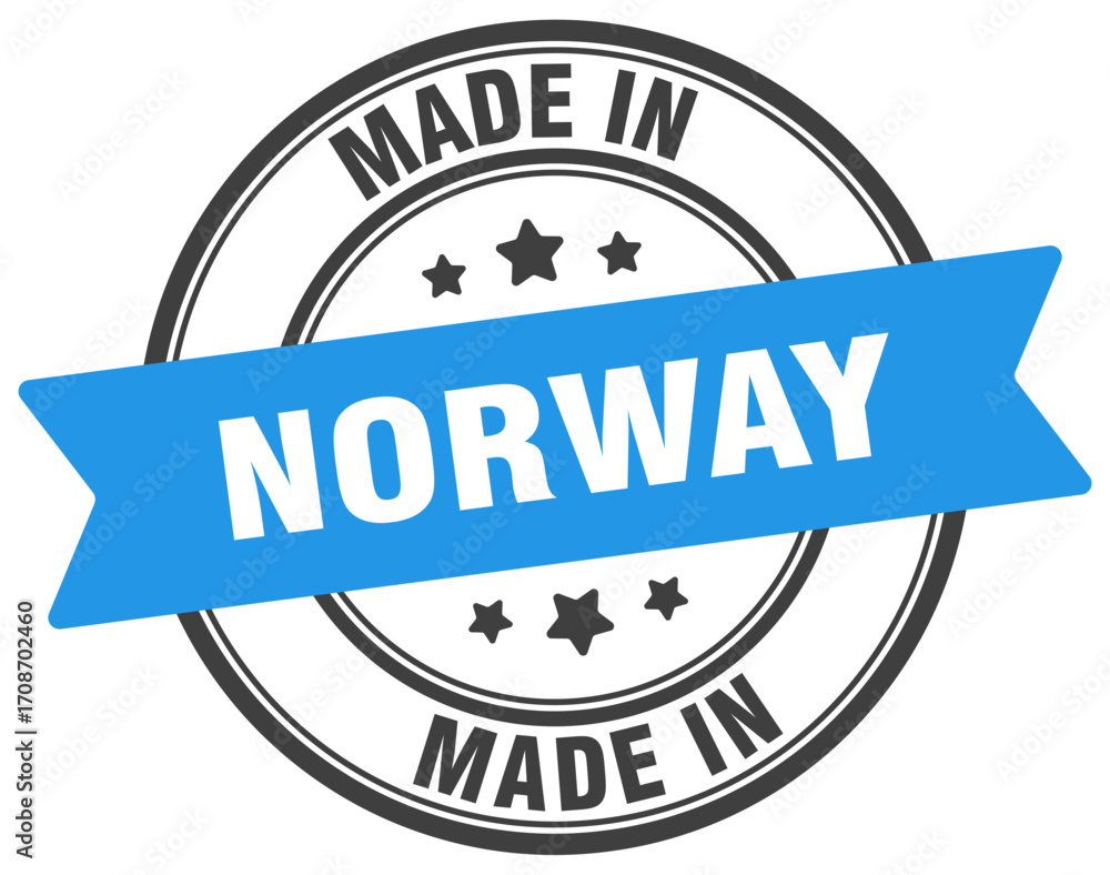 Fototapeta premium Made in Norway round sign. Made in Norway stamp.