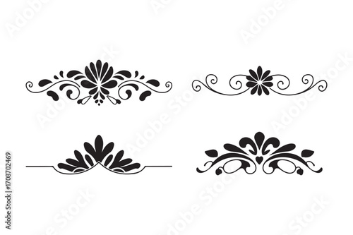 Elegant black flourish ornaments for design and decoration