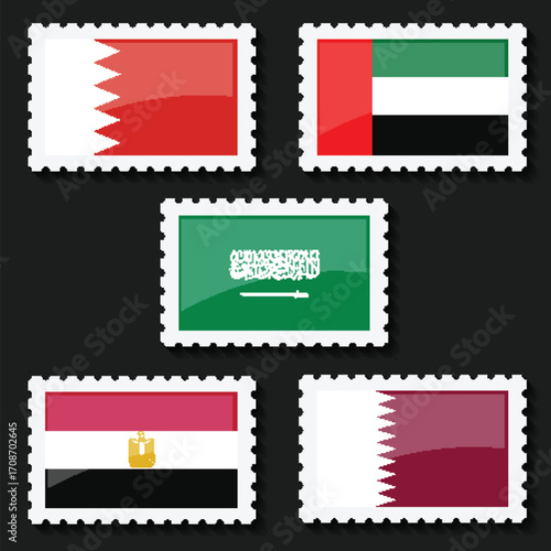 Illustration Vector Featuring Saudi Arabia, UAE, Qatar, Egypt and Bahrain Identities