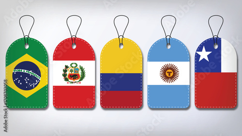 Illustration Vector Featuring Brazil, Argentina, Colombia, Chile and Peru  Identities