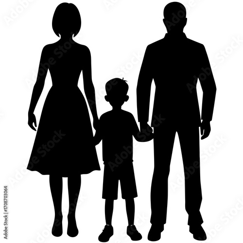 Family Silhouette: A heartwarming silhouette of a family, embodying love, unity, and the bonds that tie them together. Capturing the essence of familial connection, this image showcases a mother.