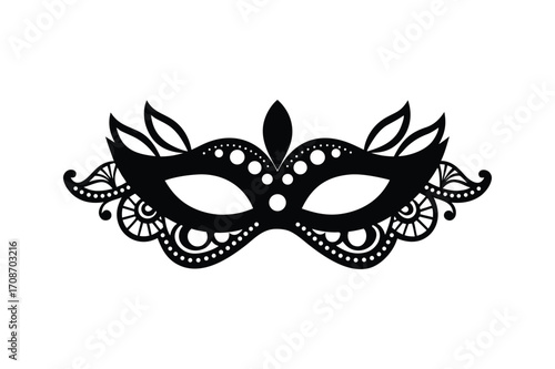 A beautiful lace mask silhouette vector art illustration