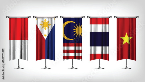 Illustration Vector Featuring Thailand, Indonesia, Malaysia, Philippines and Vietnam Identities