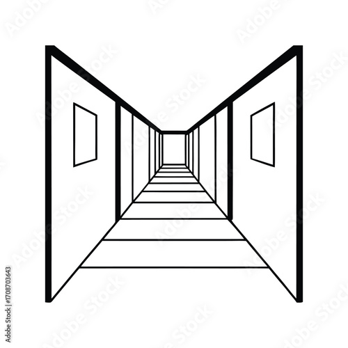 School corridor line art vector illustration