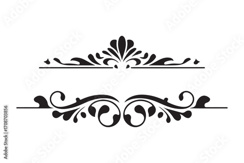 Elegant black flourish decorative border elements