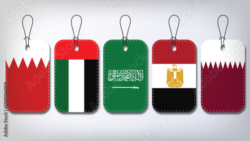 Illustration Vector Featuring Saudi Arabia, UAE, Qatar, Egypt and Bahrain Identities