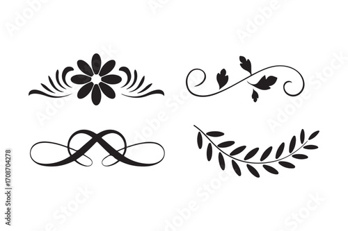 Elegant black flourish ornaments and decorative elements collection