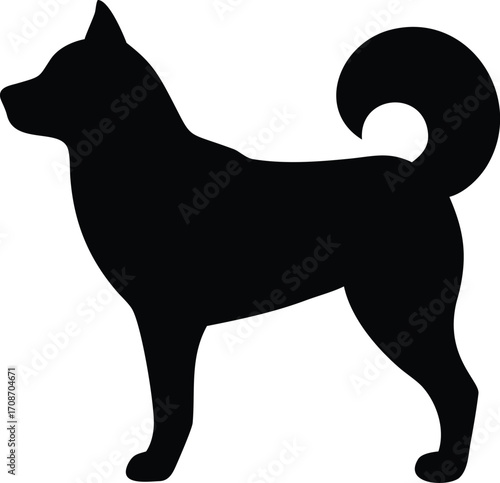 Shiba Inu Dog Silhouette Vector Illustration of Popular Japanese Breed for Pet and Animal Design