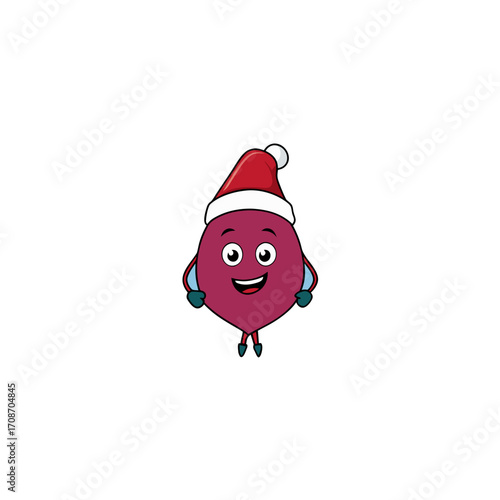cartoon beetroot slices on christmas hat art vecto