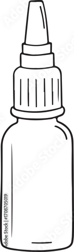 Nasal Drops for Blocky or Runny Nose Cold Simple Vector Illustration, Doodle Hand-drawn Sketch Drawing Line Linear Symbol Icon Engraving Coloring Book Black and White Isolated