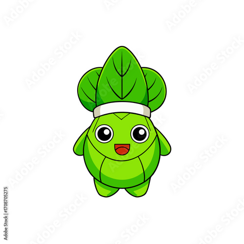 cartoon choy sum on christmas hat art vector