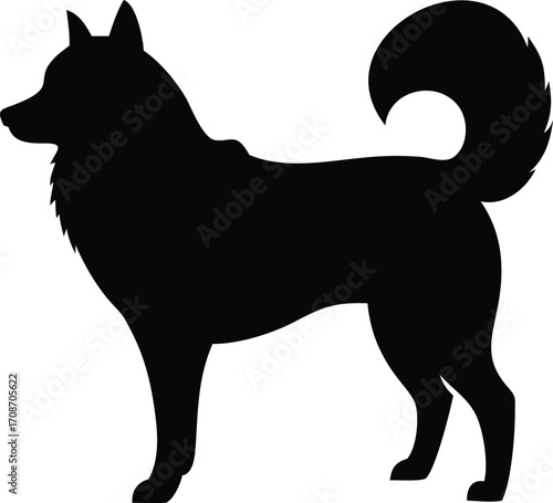 Siberian Husky Dog Silhouette Vector Illustration of Working Dog Breed for Pet and Animal Design