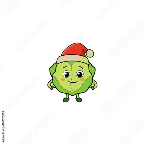cartoon napa cabbage on christmas hat art vector