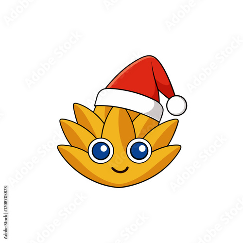 cartoon oat stalks on christmas hat art vector