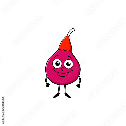 cartoon onion  red  on christmas hat art vector