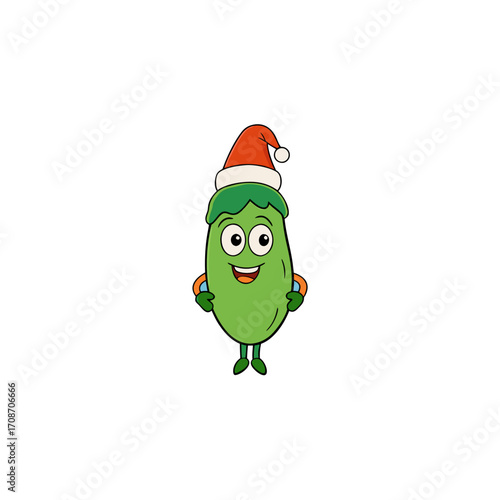 cartoon vegetable medley on christmas hat art vector