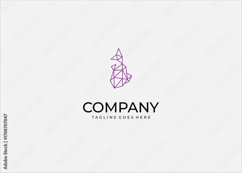 Obraz premium Abstract Polygon Fish Logo – Modern Geometric Low Poly Purple Outline Symbol for Creative and Digital Branding.