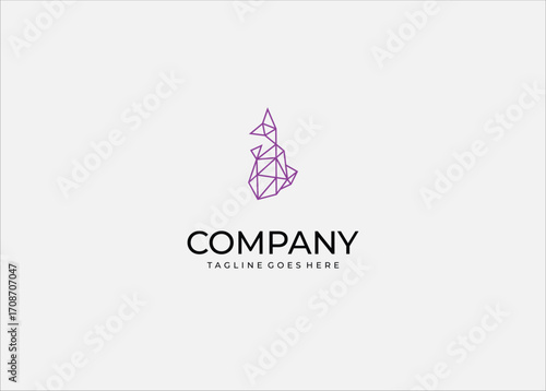 Abstract Polygon Fish Logo – Modern Geometric Low Poly Purple Outline Symbol for Creative and Digital Branding.