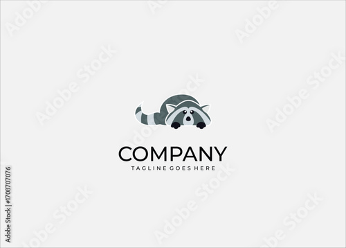 Adorable Raccoon Mascot Vector Illustration – Cute Forest Animal Lying Down with Striped Tail, Playful Woodland Character Design for Branding, Kids Projects, Wildlife Education, and Creative Project.
