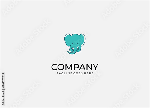 Cute Elephant Logo – Playful Teal Animal Mascot Icon for Kids, Community, and Friendly Brand Identity. Clean and Modern style for Printing and Digital Industries.