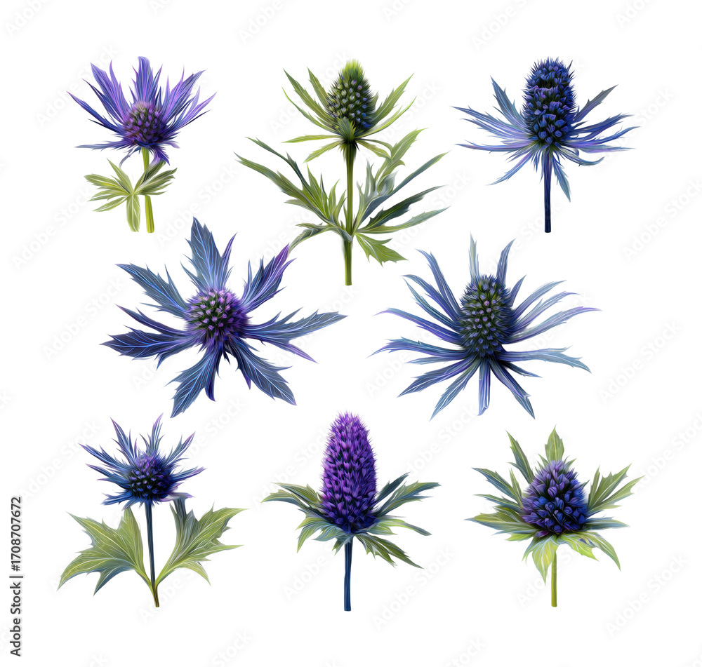 Obraz premium Vibrant blue flowers arrangement nature botanical view isolated on transparent background