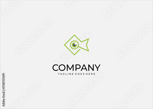 Magnifying Glass Artline Fish Inspired Aquatic Geometry Icon – Minimalist Modern Vector Illustration Design.