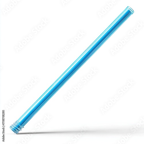 Light-blue, smooth drinking straw