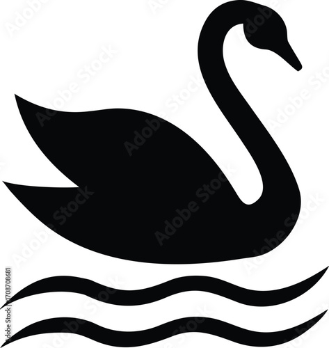 Swan Silhouette Vector Illustration of Native Water Bird Icon for Nature and Wildlife Design