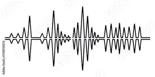Black Sound Waveform and Audio Visualizer on a White Background equalizer sound visualization