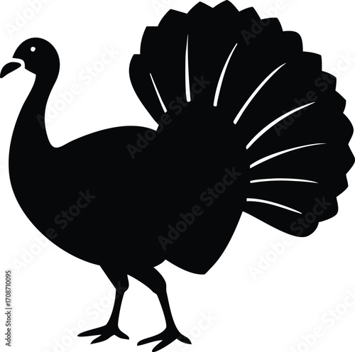 Turkey Silhouette Vector Illustration of Native Bird Icon for Outdoor and Wildlife Nature Design