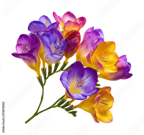 Vibrant freesia blooms garden floral bright colors isolated on transparent background