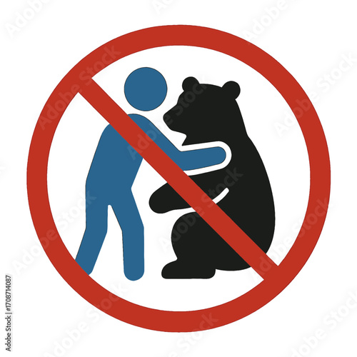 A minimalist sign prohibiting bear hugs.