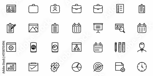 Modern business icons set for presentations, websites, and apps, offering a clean, professional visual language for strategy, planning, and team collaboration.
