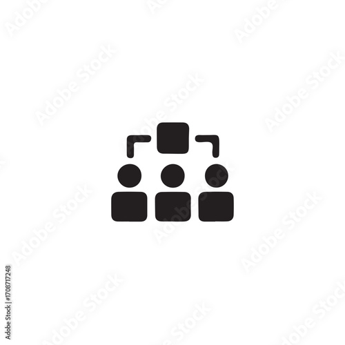 Simple graphic depicting a hierarchical organizational structure.A clean, vector graphic illustrating a hierarchical organizational structure with four individuals connected to a central authority fig