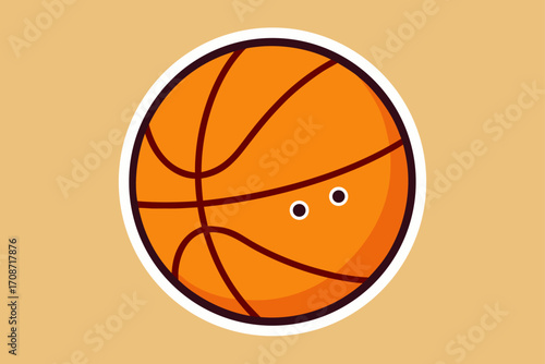 An isolated orange basketball vector illustration shows a round, single sport ball used for game play and competition