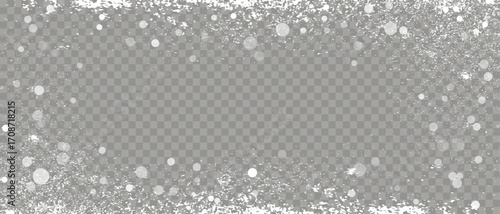Ice Frozen Effect Frame With Snowflakes Border On Transparent Background. Winter Snowy Frozen Window Frame Template. Vector Illustration