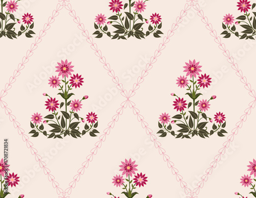 Vector Hand drawn colourful geometric flowers Motifs African boho paisley, seamless patterns with floral for fabric Ethnic Indian Pattern, textiles, clothing, wrapping paper, backdrop, banner.
