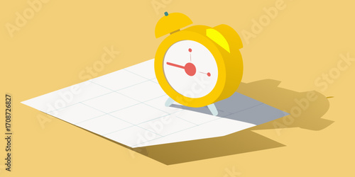 A retro business vector illustration showing a classic alarm clock to symbolize the time is money concept and approaching deadline