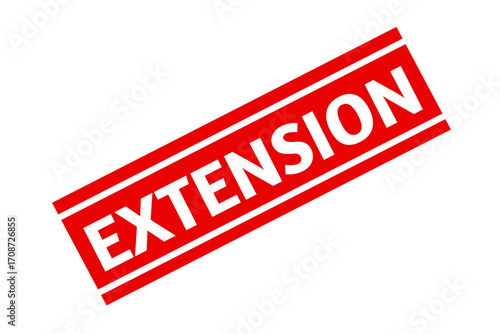 Extension red grunge rubber seal stamp. Extension design on white background.