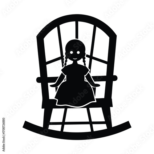 Creepy Doll Sitting on Rocking Chair