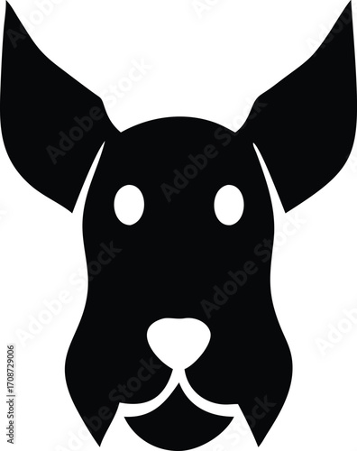 Dog Head Silhouette with Large Ears and Round Eyes Animal Vector