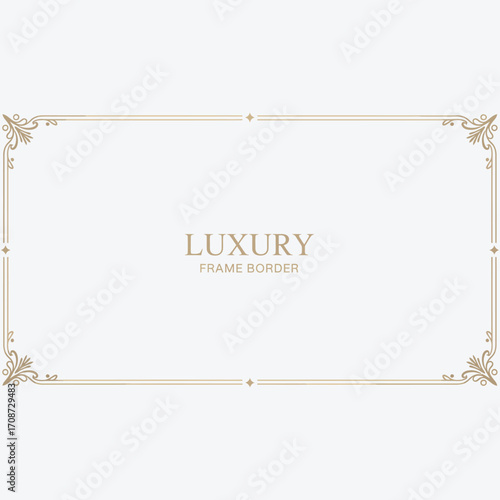 Ornate gold rectangular frame with floral corner accents and central text L U X U R Y F R A M E B O R D E R