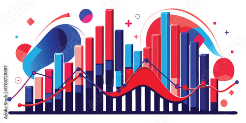 Dynamic Abstract Data Charts with Colorful Waves and Geometric Shapes visualization