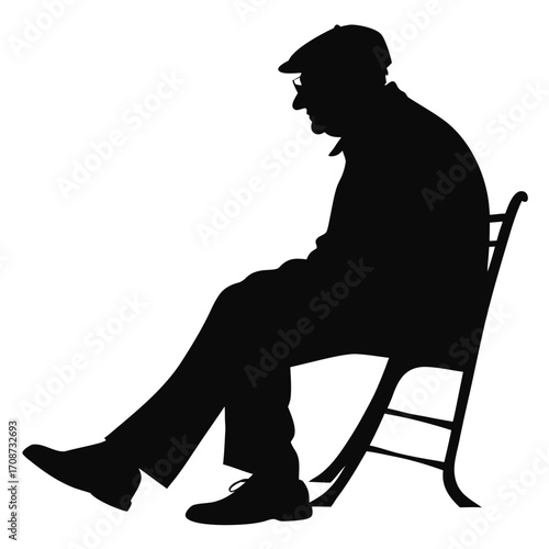 Elderly man sitting on chair