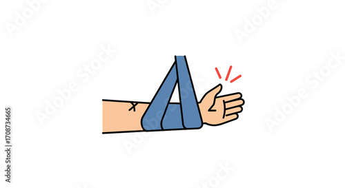 Broken Arm Immobilized in Sling Illustration for Medical Injury and Recovery Concepts