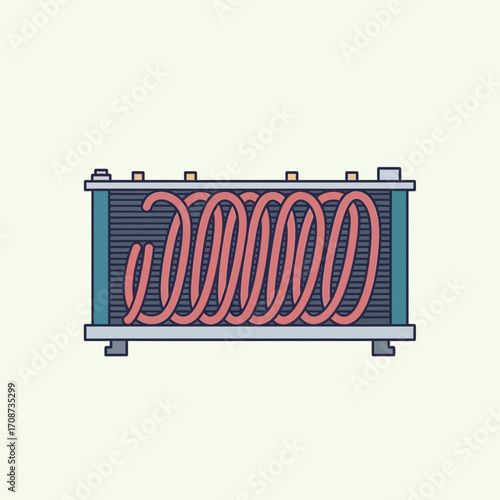 Illustration of a heating element inside a rectangular frame on a light background.